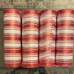 4 new rolls of Polypro Mesh Ribbon in Red and White